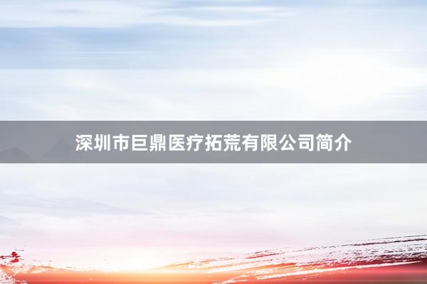 深圳市巨鼎医疗拓荒有限公司简介